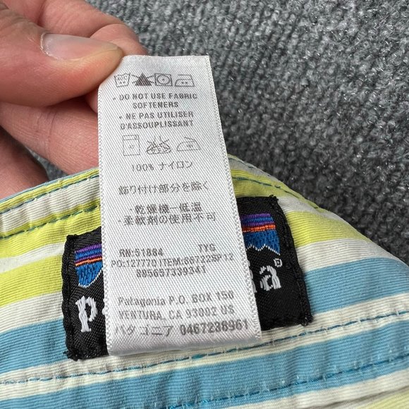 Patagonia Swim Trunks Adult 32 Medium Blue Yellow Board Shorts Bathing Suit Men - Picture 11 of 12